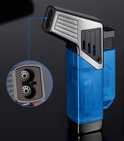 TWIN FLAME Windproof Jet Torch Refillable Butane Lighter