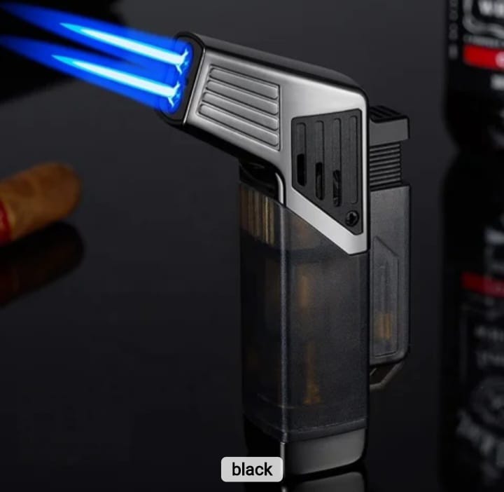 TWIN FLAME Windproof Jet Torch Refillable Butane Lighter