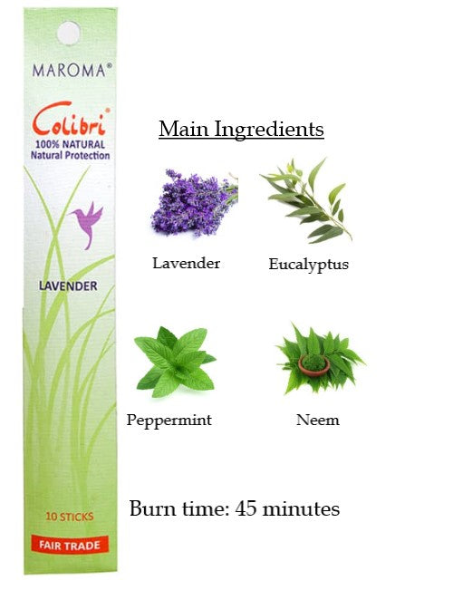 Maroma Colibri Mozzies Away - Lavender (10 Incense Sticks)