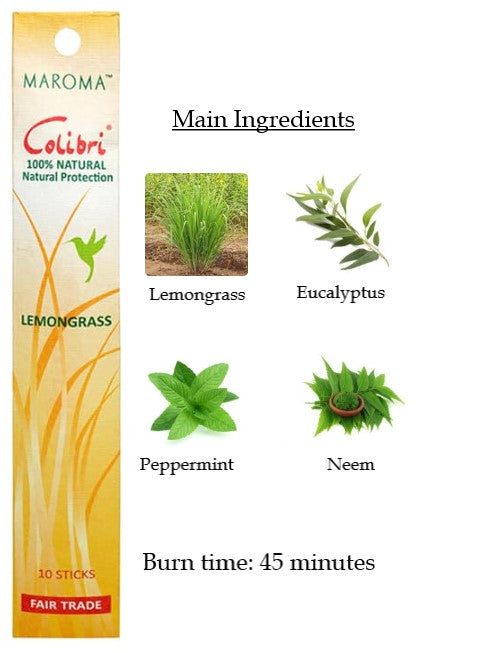 Maroma Colibri Mozzies Away - Lemongrass (10 Incense Sticks)