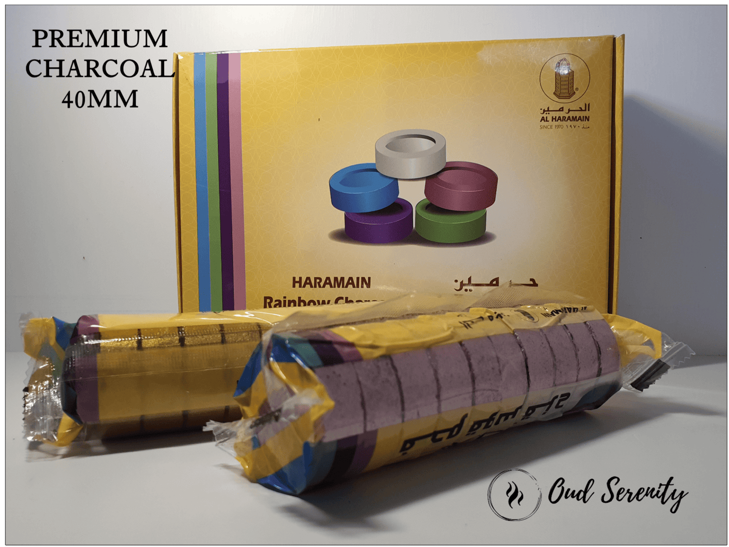 Luxurious 40-millimeter Round Rainbow Charcoal for Incense, Bukhoor, Resins, Oud, and Powdered Herbal Burning