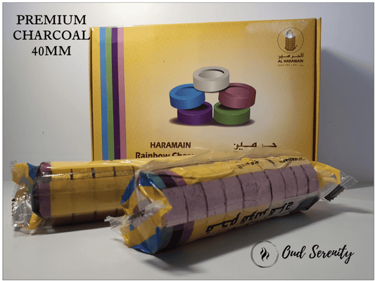 Luxurious 40-millimeter Round Rainbow Charcoal for Incense, Bukhoor, Resins, Oud, and Powdered Herbal Burning