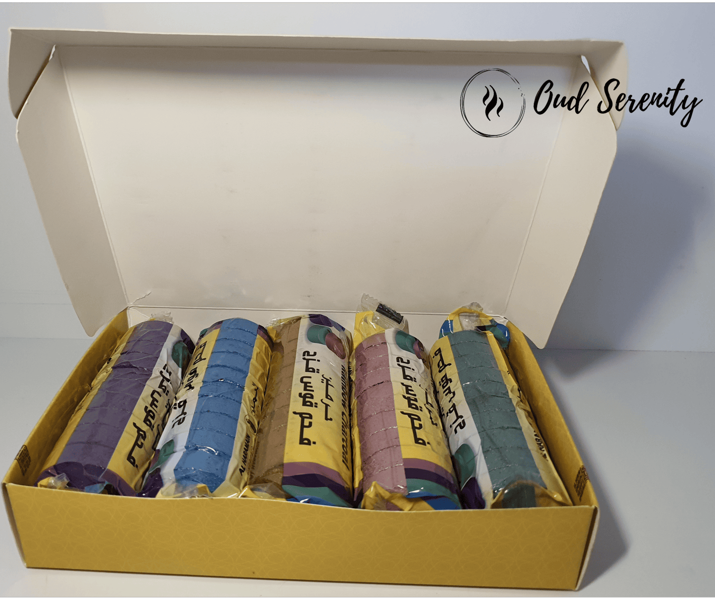 Luxurious 40-millimeter Round Rainbow Charcoal for Incense, Bukhoor, Resins, Oud, and Powdered Herbal Burning