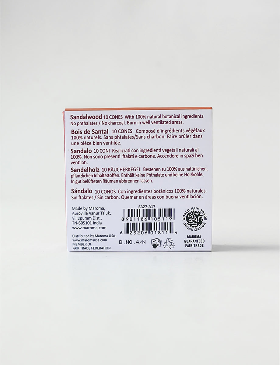 Maroma Cone Incense - Sandalwood (10 cones)