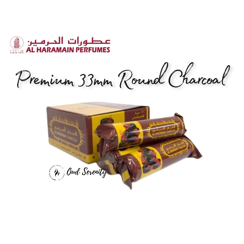 Al Haramain Premium 33-millimeter Round Charcoal for Incense, Bukhoor, Resins, Oud, and Powdered Herbal Burning