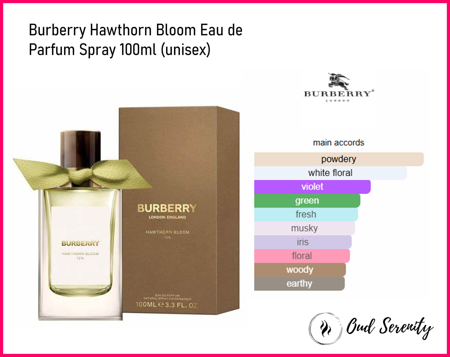 GENUINE Burberry Hawthorn Bloom Eau de Parfum Spray 100ml