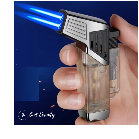TWIN FLAME Windproof Jet Torch Refillable Butane Lighter