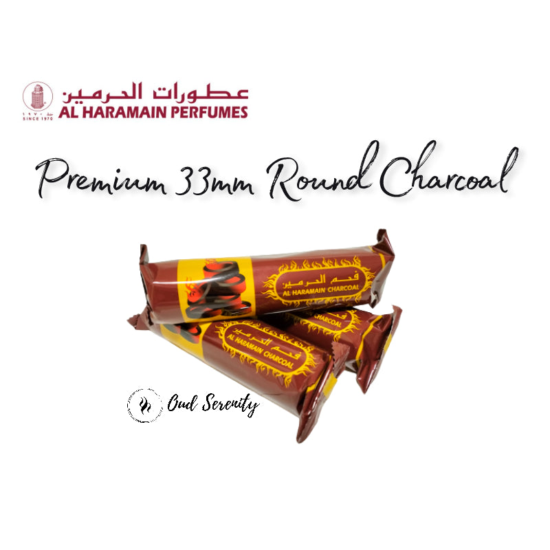 Al Haramain Premium 33-millimeter Round Charcoal for Incense, Bukhoor, Resins, Oud, and Powdered Herbal Burning