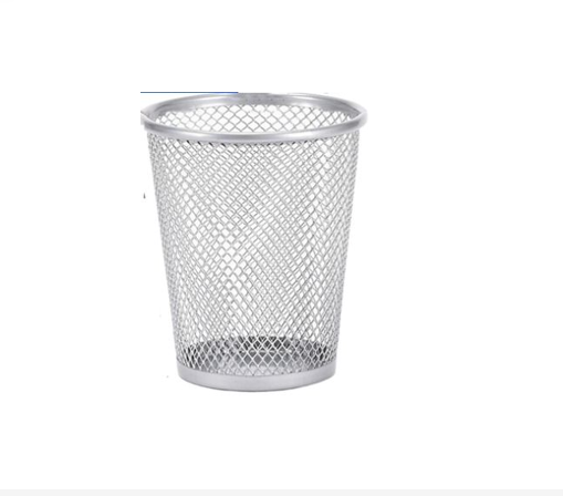 Silver Mesh Round Pen Holder